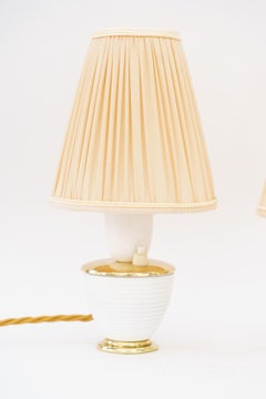 Vintage 2 Rupert Nikoll table lamps with fabric shades vienna around 1950s