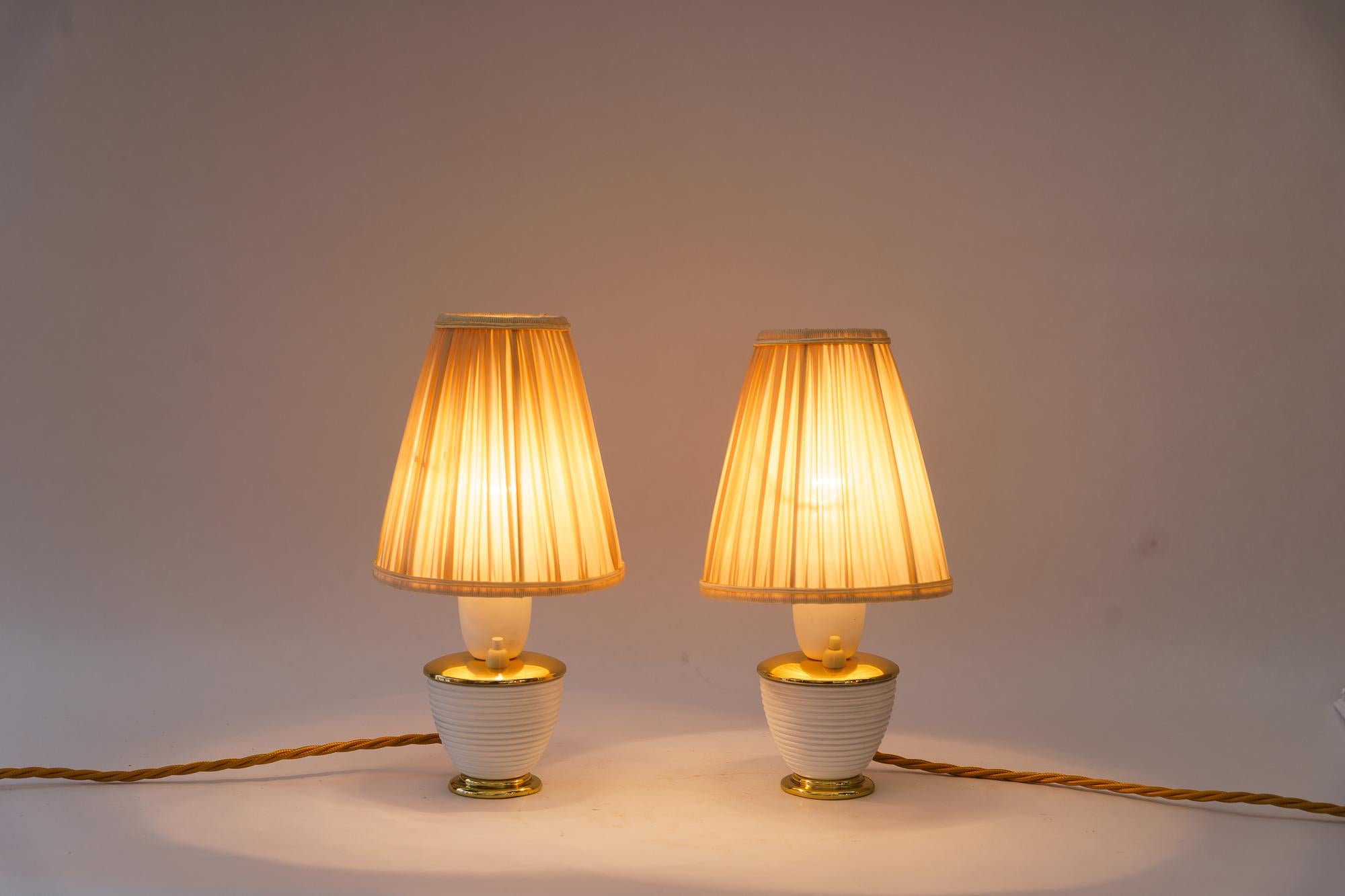 2 Rupert Nikoll table lamps with fabric shades vienna around 1950s
The Fabric shade is replaced ( new )
Polished and stove enameled