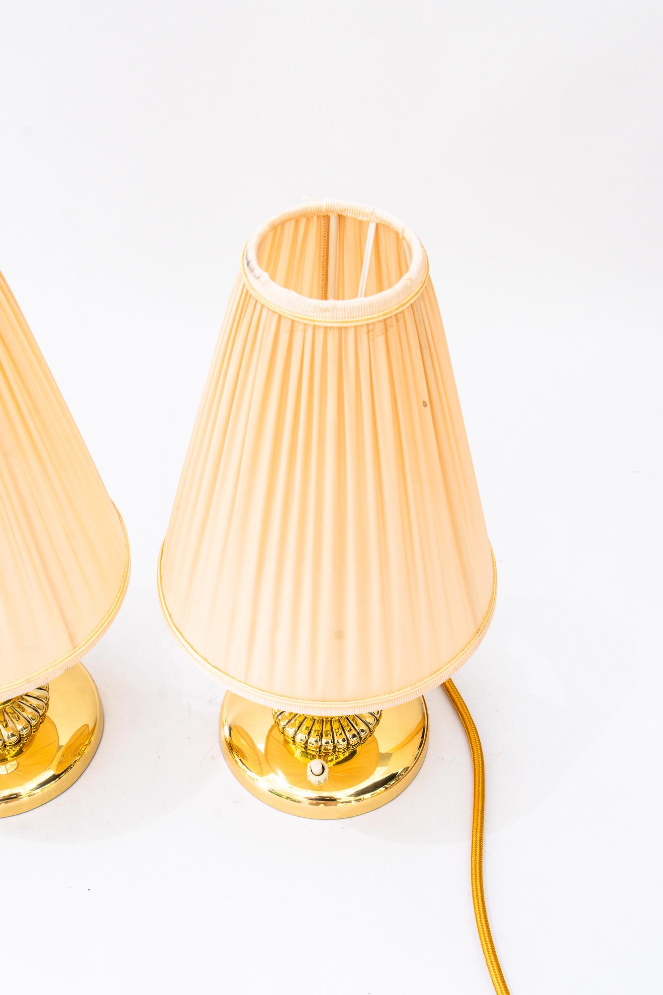 Mid-Century Modern 2 lampes de table Rupert Nikoll avec abat-jour en tissu vienne vers 1950 en vente