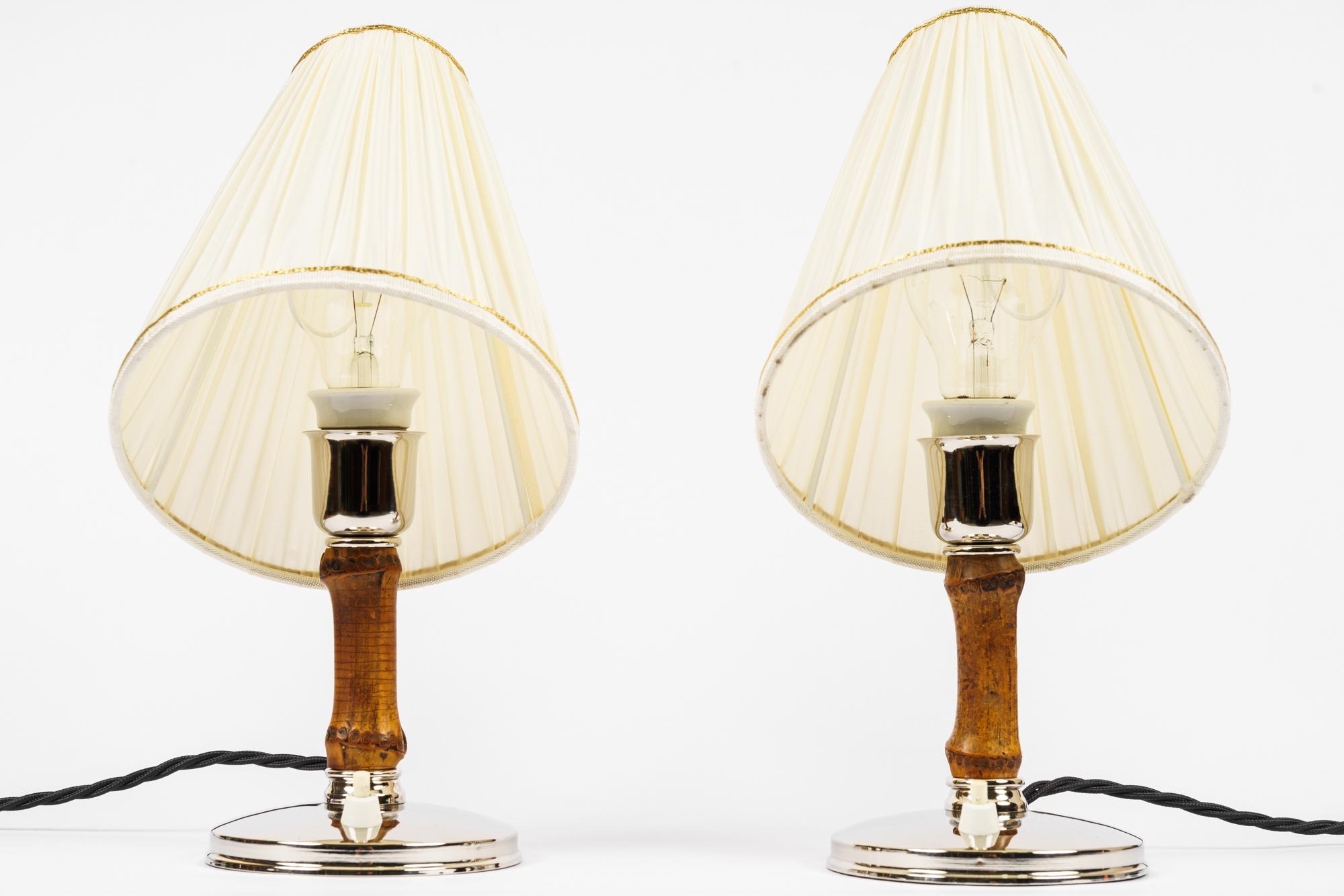 Austrian 2 Rupert Nikoll Table Lamps with Fabric Shades Vienna Around 1950s