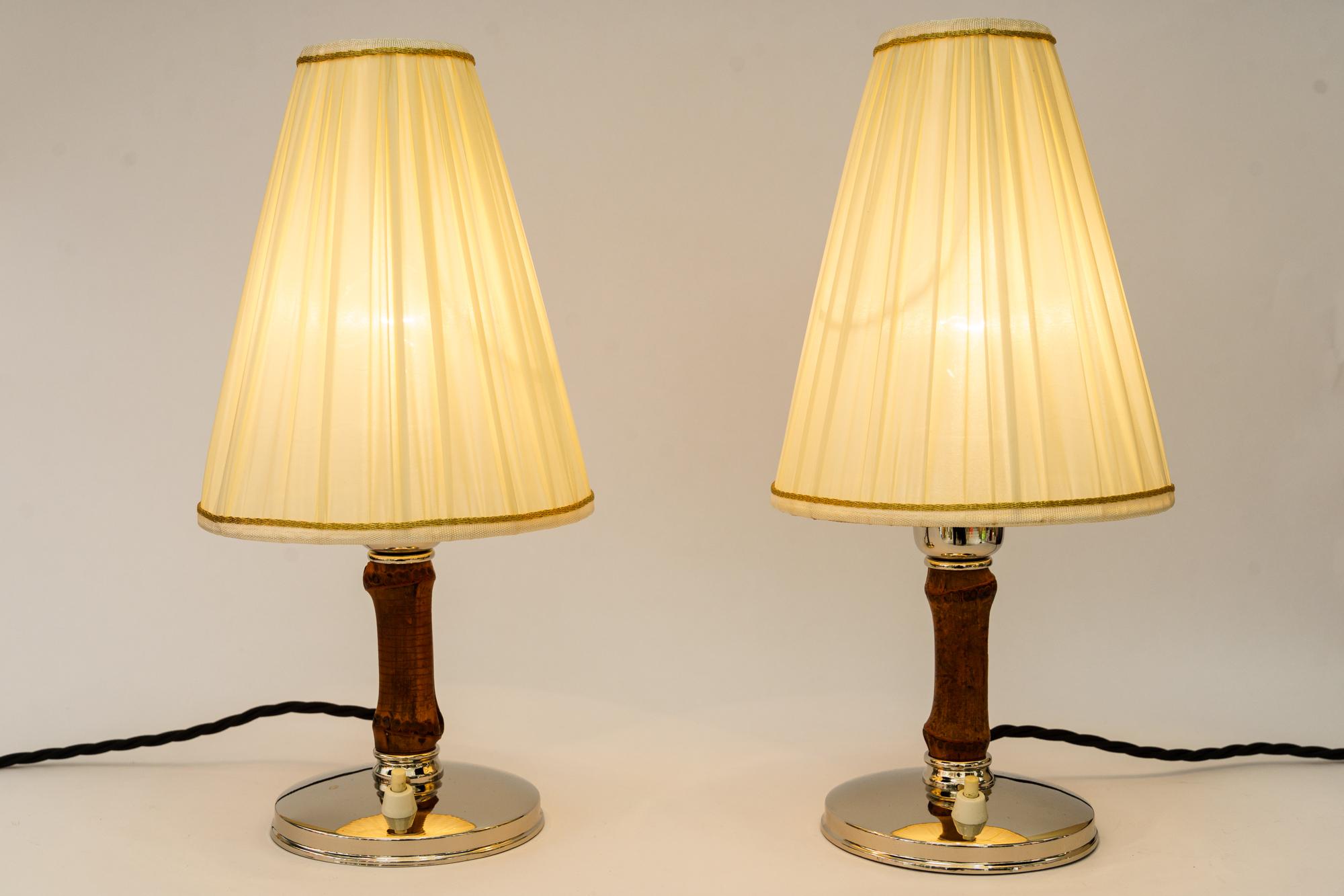 2 Rupert Nikoll Table Lamps with Fabric Shades Vienna Around 1950s 1