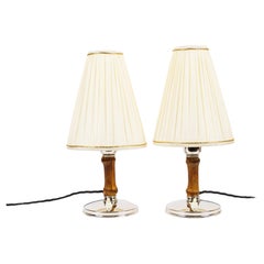 2 Rupert Nikoll Table Lamps with Fabric Shades Vienna Around 1950s