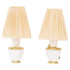 2 Rupert Nikoll table lamps with fabric shades vienna around 1950s