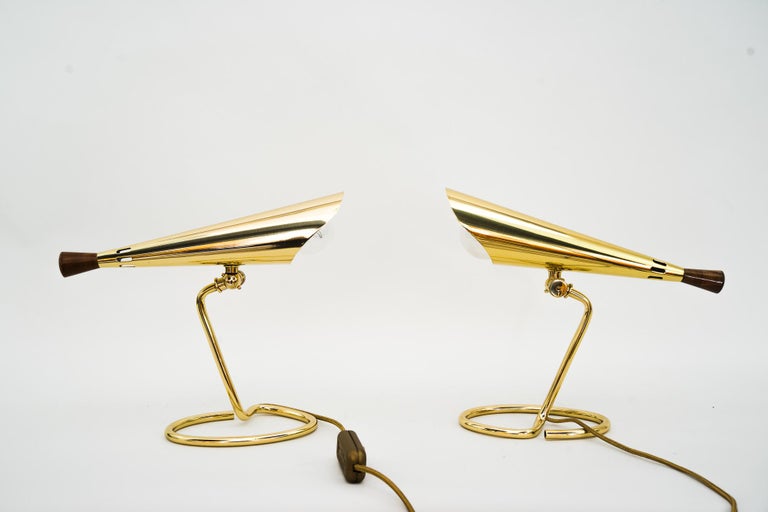 Brass 2 Rupert Nikoll Table or Wall Lamps Vienna around 1950 ' Rare Model ' For Sale
