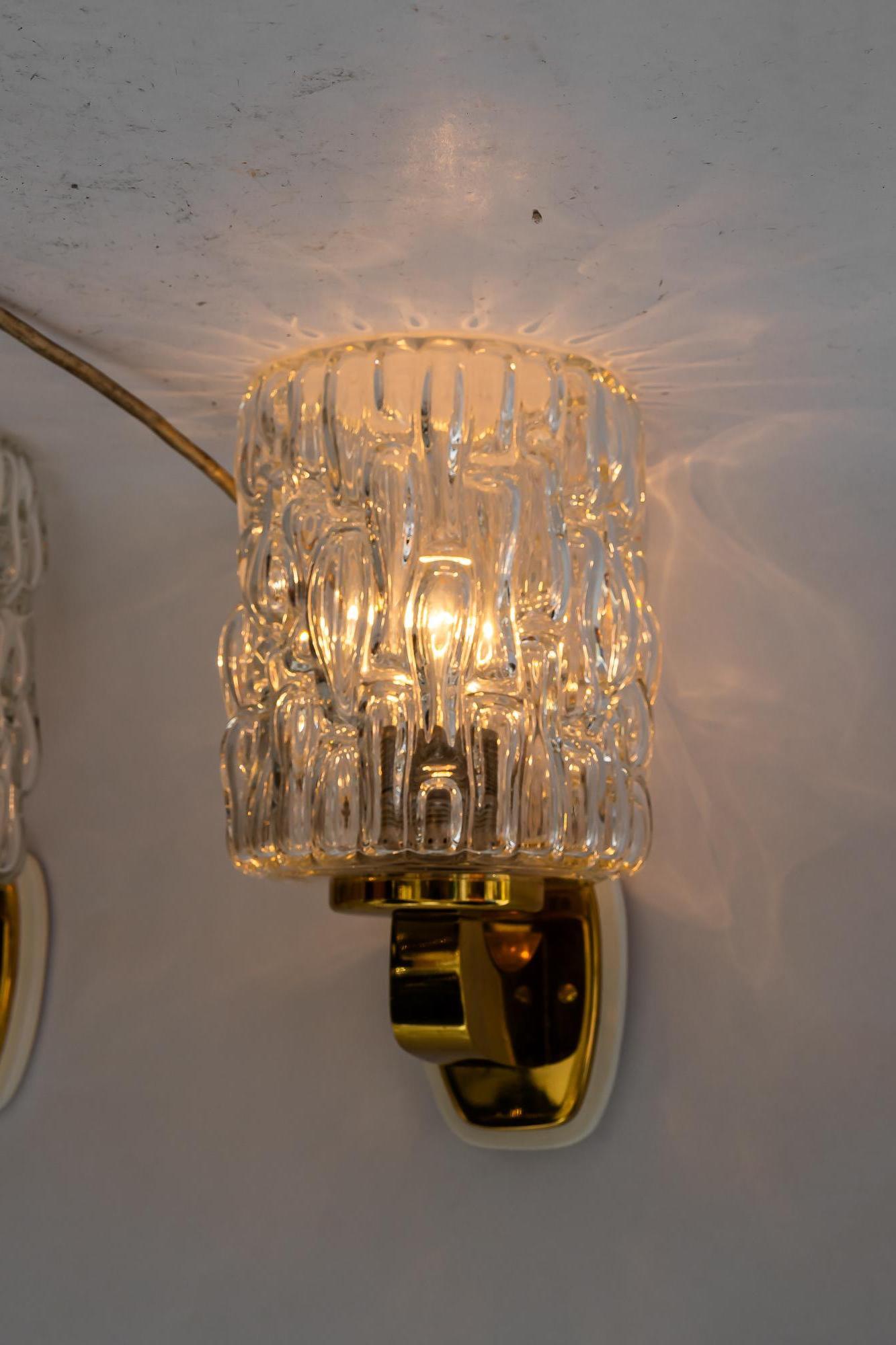2 lampade da parete Rupert Nikoll con struttura in vetro di Vienna degli anni '50 circa in vendita 3