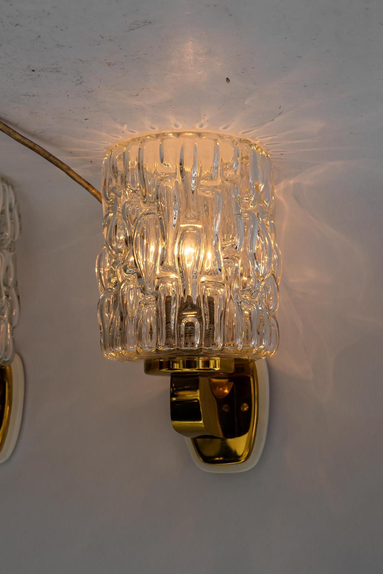 2 lampade da parete Rupert Nikoll con struttura in vetro di Vienna degli anni '50 circa in vendita 4