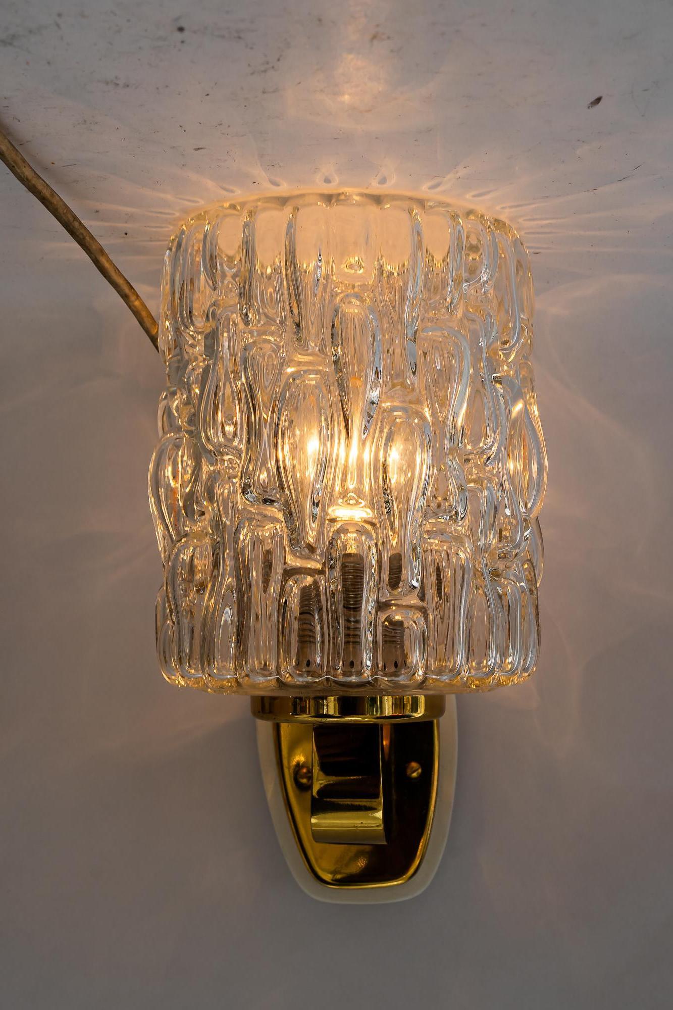 2 lampade da parete Rupert Nikoll con struttura in vetro di Vienna degli anni '50 circa in vendita 6
