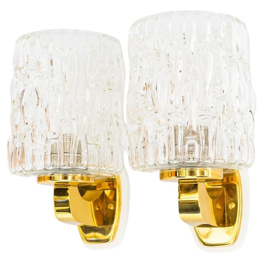 2 lampade da parete Rupert Nikoll con struttura in vetro di Vienna degli anni '50 circa in vendita