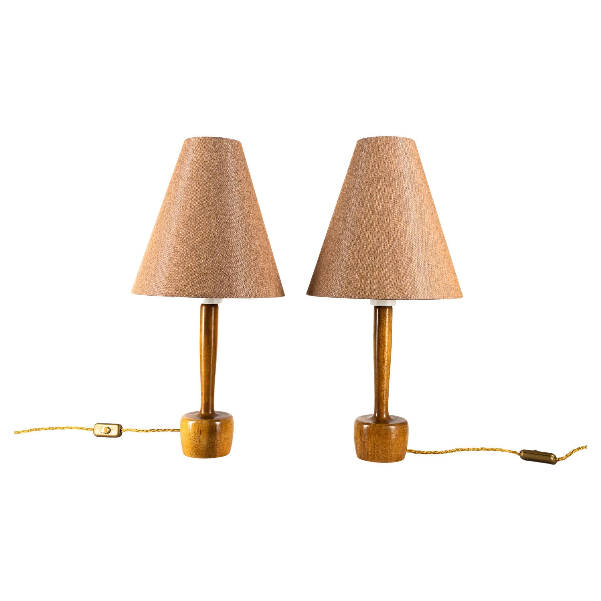 2 Rupert Nikoll Wood Table Lamps by Rupert Nikoll, Around 1950s