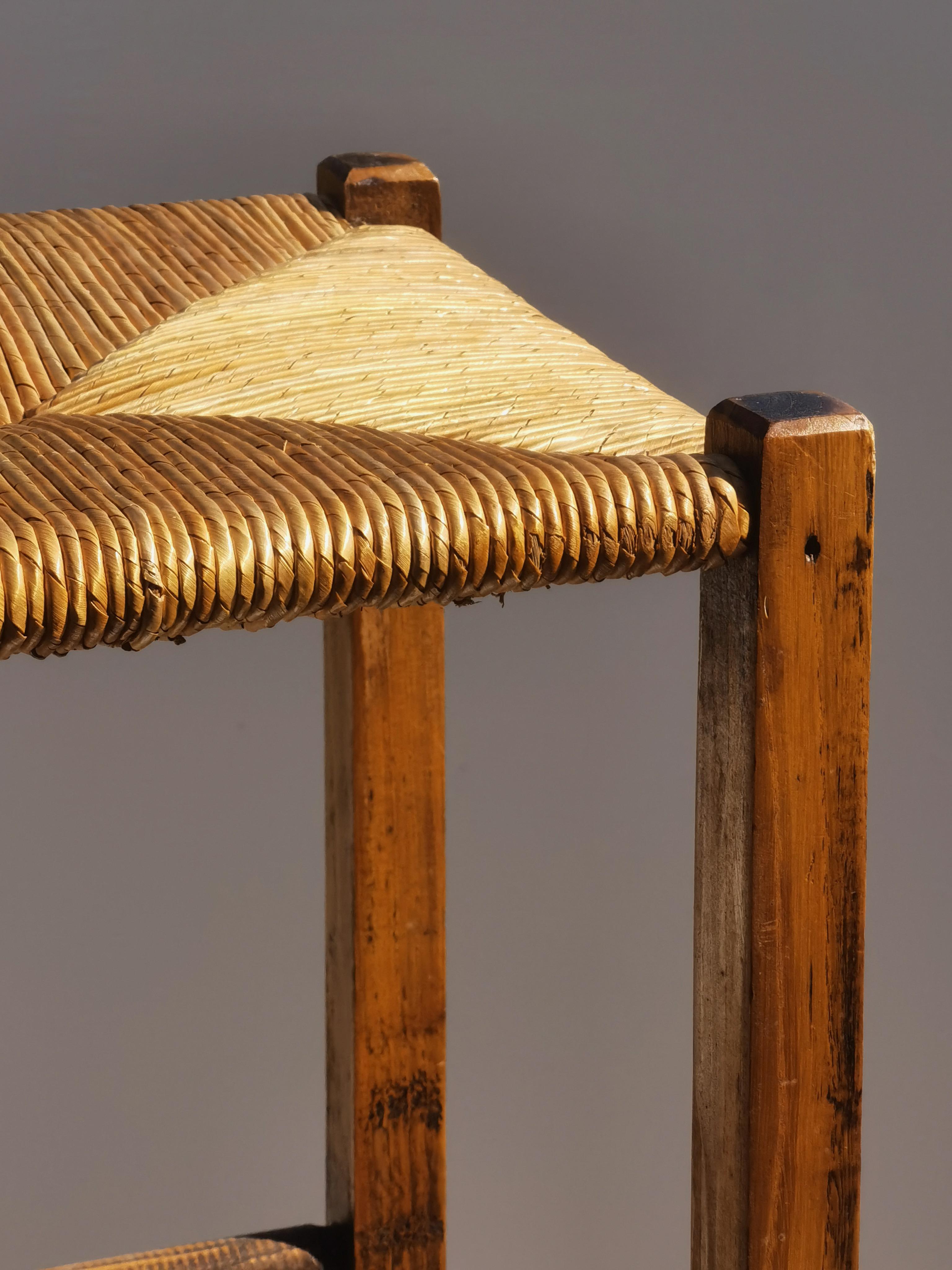French 2 RUSTIC MODERN BRUTALIST MID-CENTURY-MODERN MODERNIST BAR STOOLS, France 1950 For Sale
