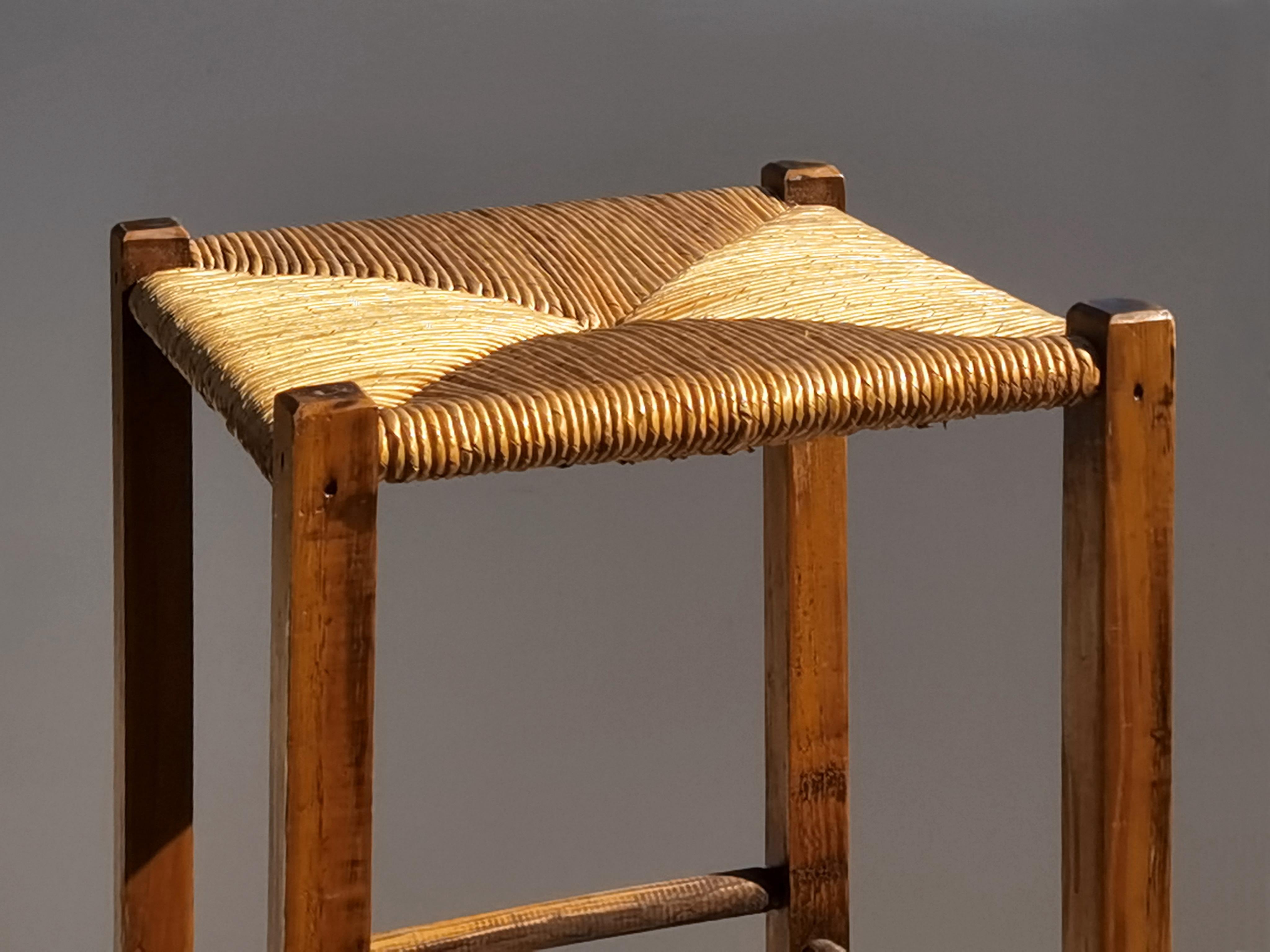 Mid-20th Century 2 RUSTIC MODERN BRUTALIST MID-CENTURY-MODERN MODERNIST BAR STOOLS, France 1950 For Sale