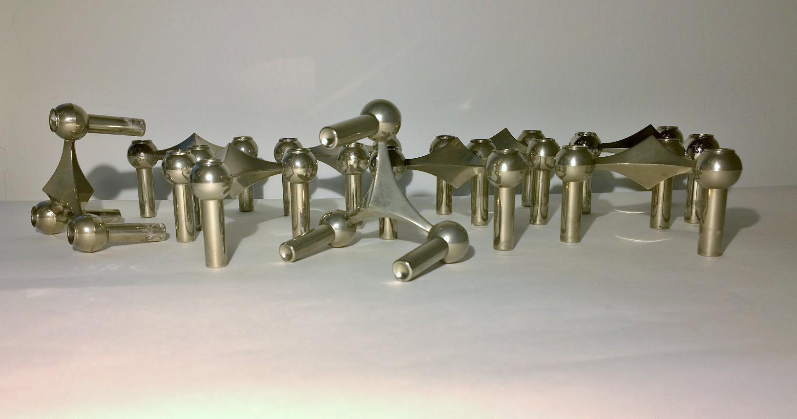 2 S/9 Mid-Century Modern Fritz Nagel & Caesar Stoffi Chrome Candle Holders 8