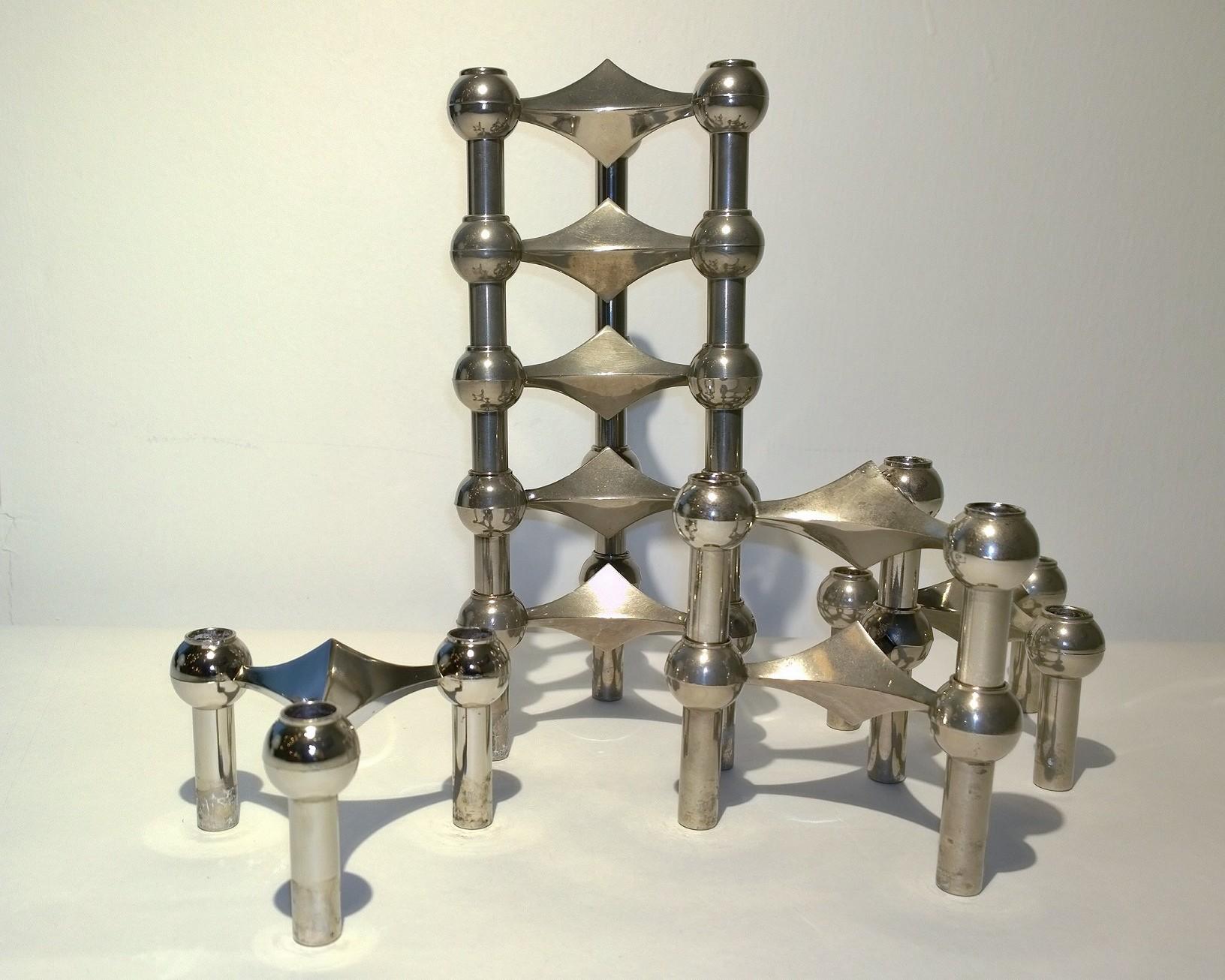 2 S/9 Mid-Century Modern Fritz Nagel & Caesar Stoffi Chrome Candle Holders 12