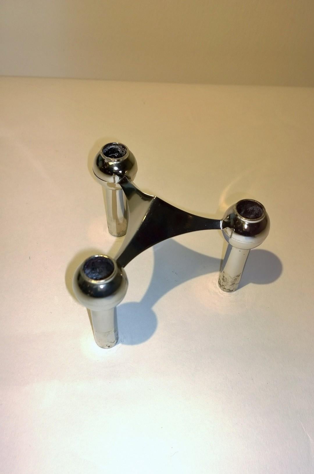 2 S/9 Mid-Century Modern Fritz Nagel & Caesar Stoffi Chrome Candle Holders 14