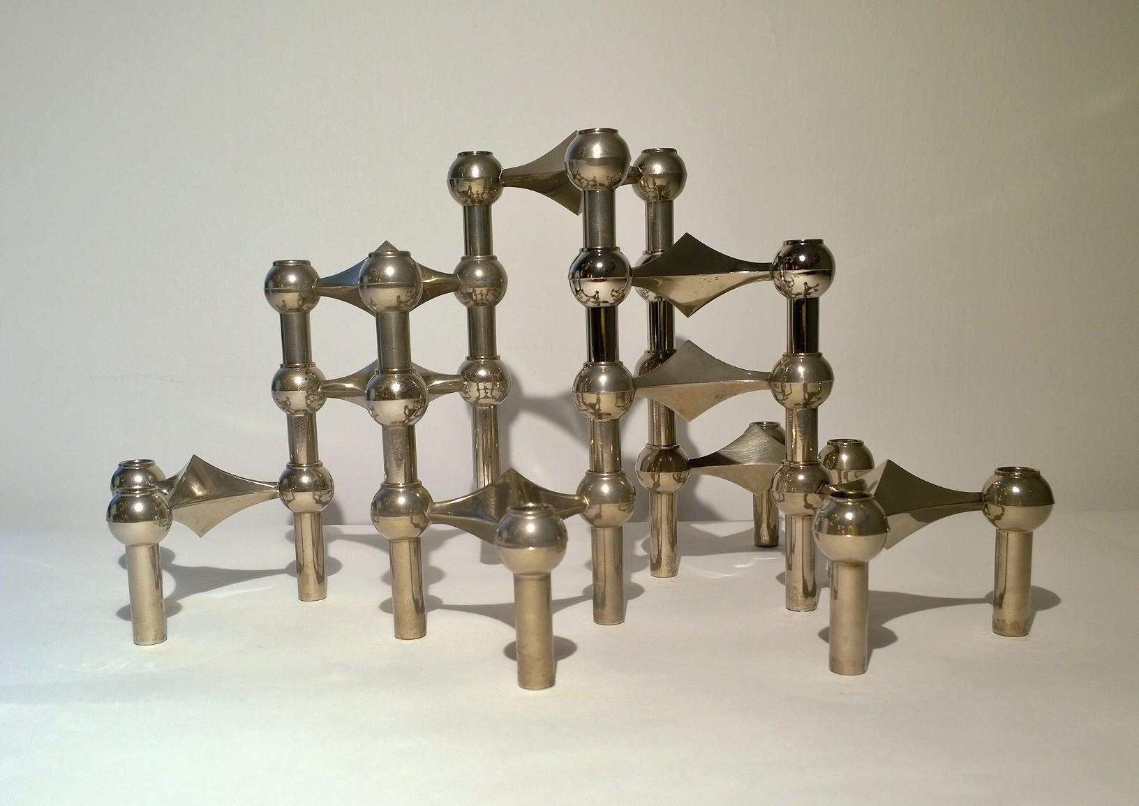 2 S/9 Mid-Century Modern Fritz Nagel & Caesar Stoffi Chrome Candle Holders In Good Condition In Houston, TX