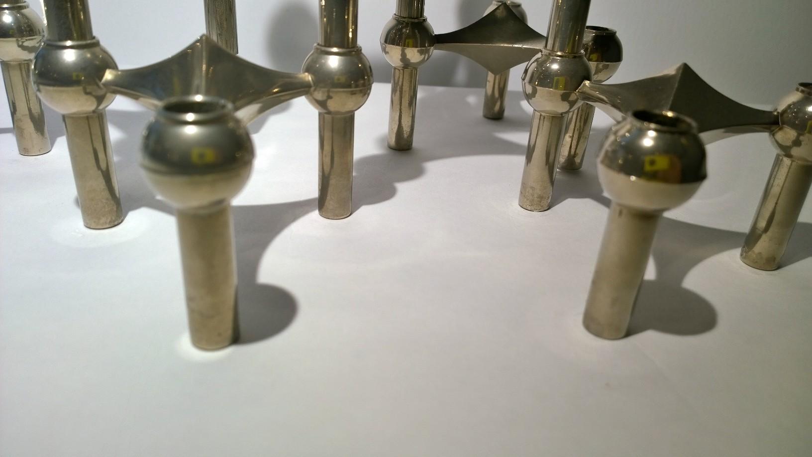 2 S/9 Mid-Century Modern Fritz Nagel & Caesar Stoffi Chrome Candle Holders 1