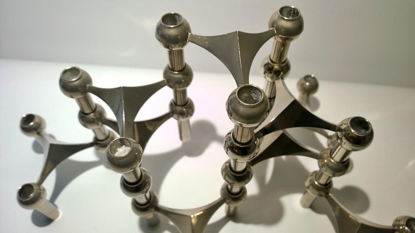 2 S/9 Mid-Century Modern Fritz Nagel & Caesar Stoffi Chrome Candle Holders 3