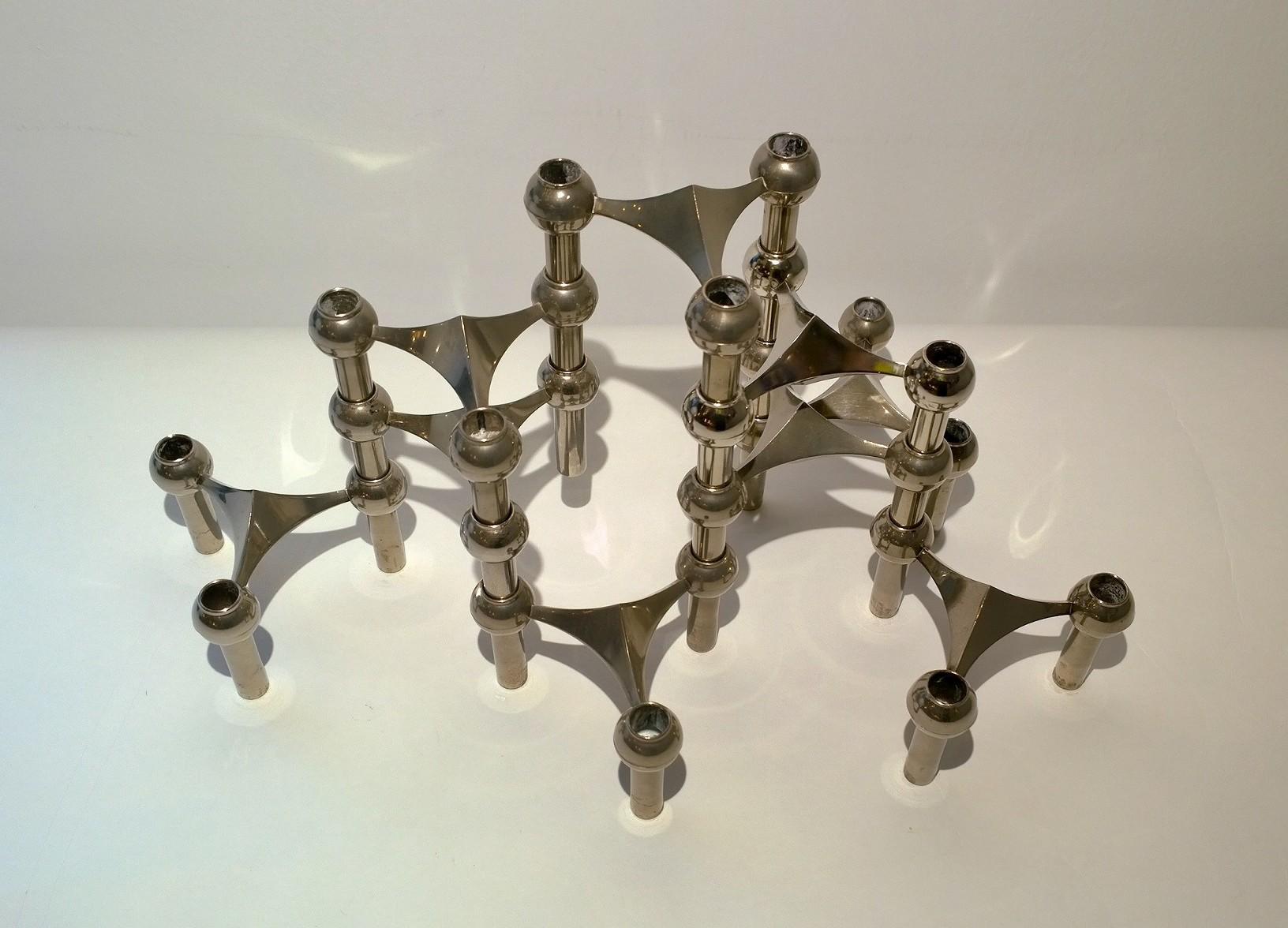 2 S/9 Mid-Century Modern Fritz Nagel & Caesar Stoffi Chrome Candle Holders 4