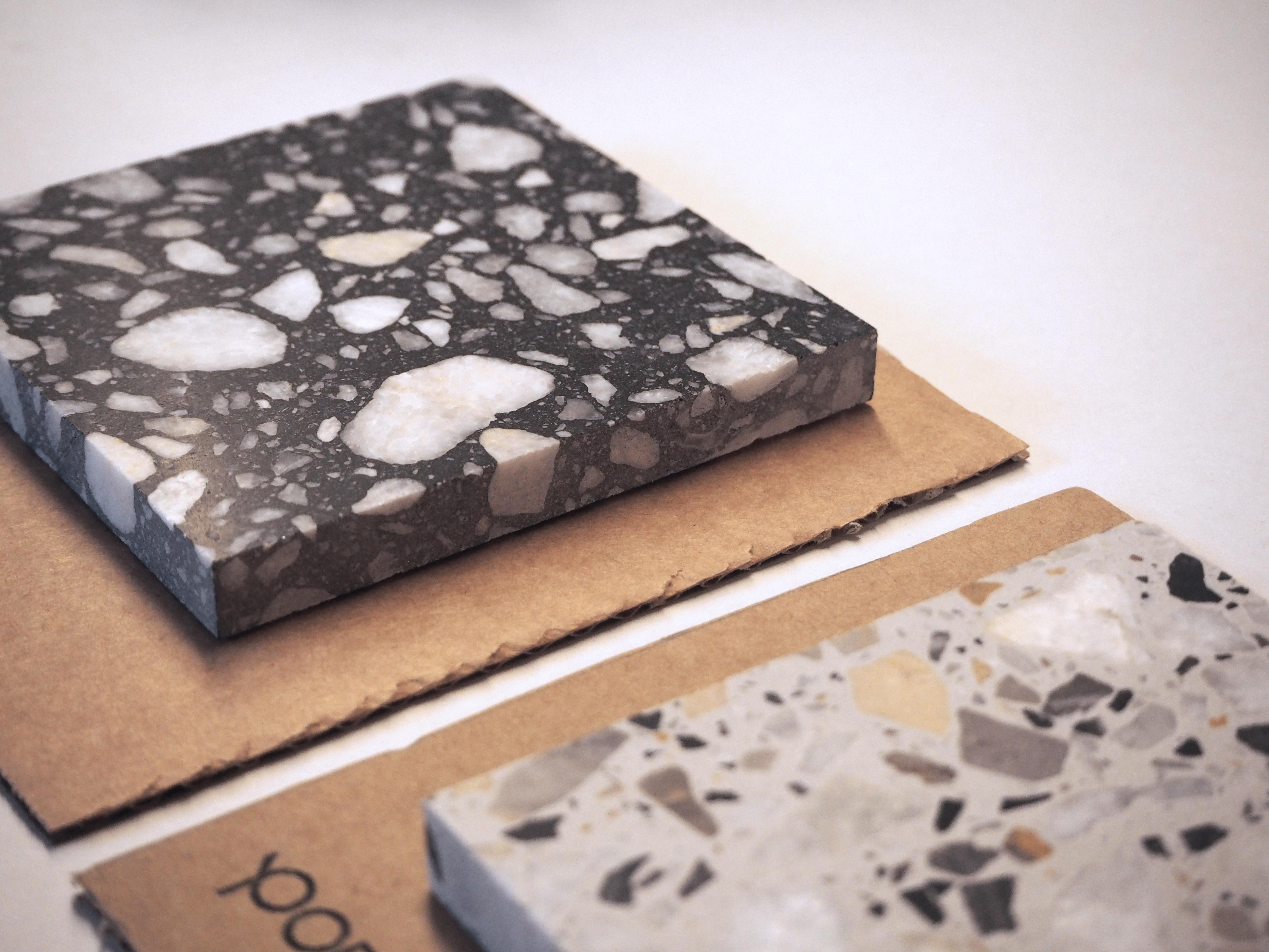 These are two pieces of terrazzo to verify that the material likes your customer.