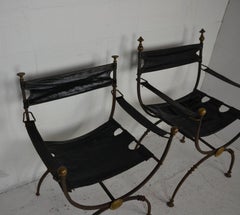 2 Savonarola Iron and Brass Chairs