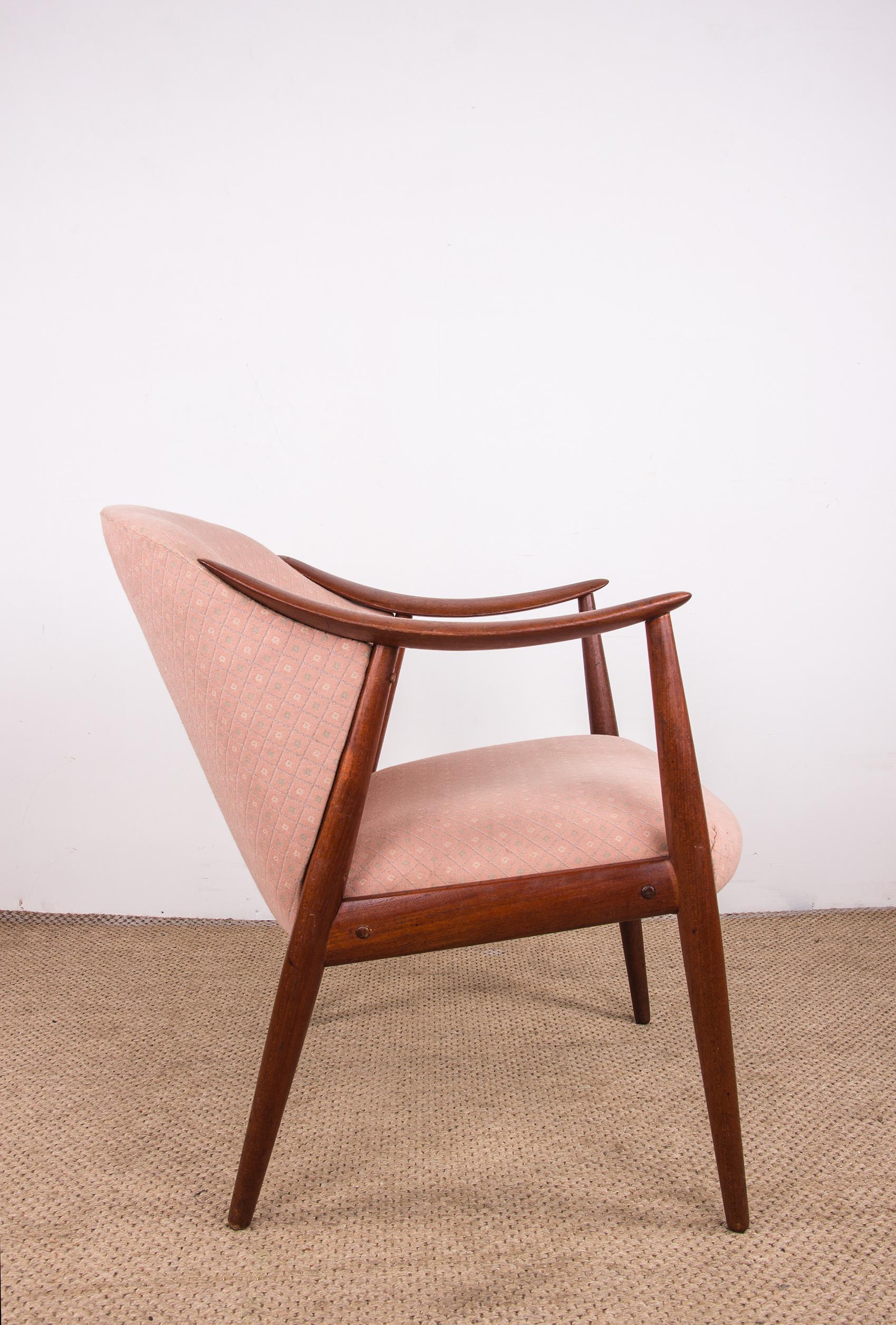 2 Scandinavian armchairs in Teak and Fabric model Tyrol by Gerhard Berg/Westnofa For Sale 4