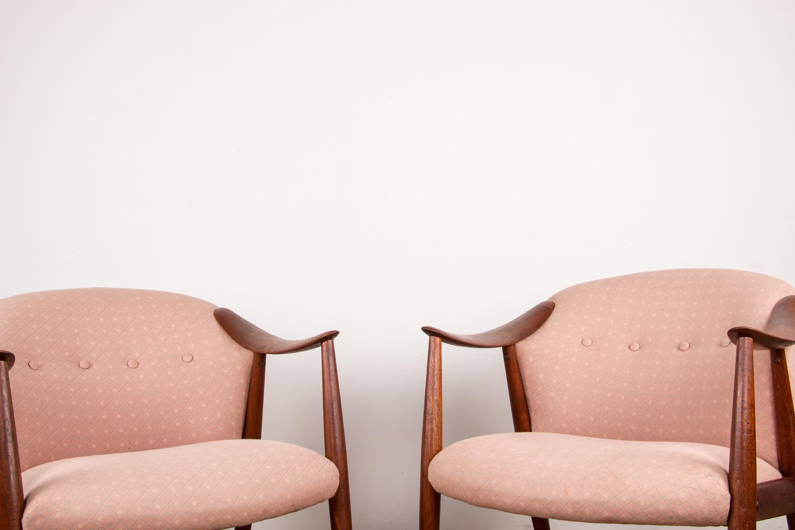 2 Scandinavian armchairs in Teak and Fabric model Tyrol by Gerhard Berg/Westnofa For Sale 10