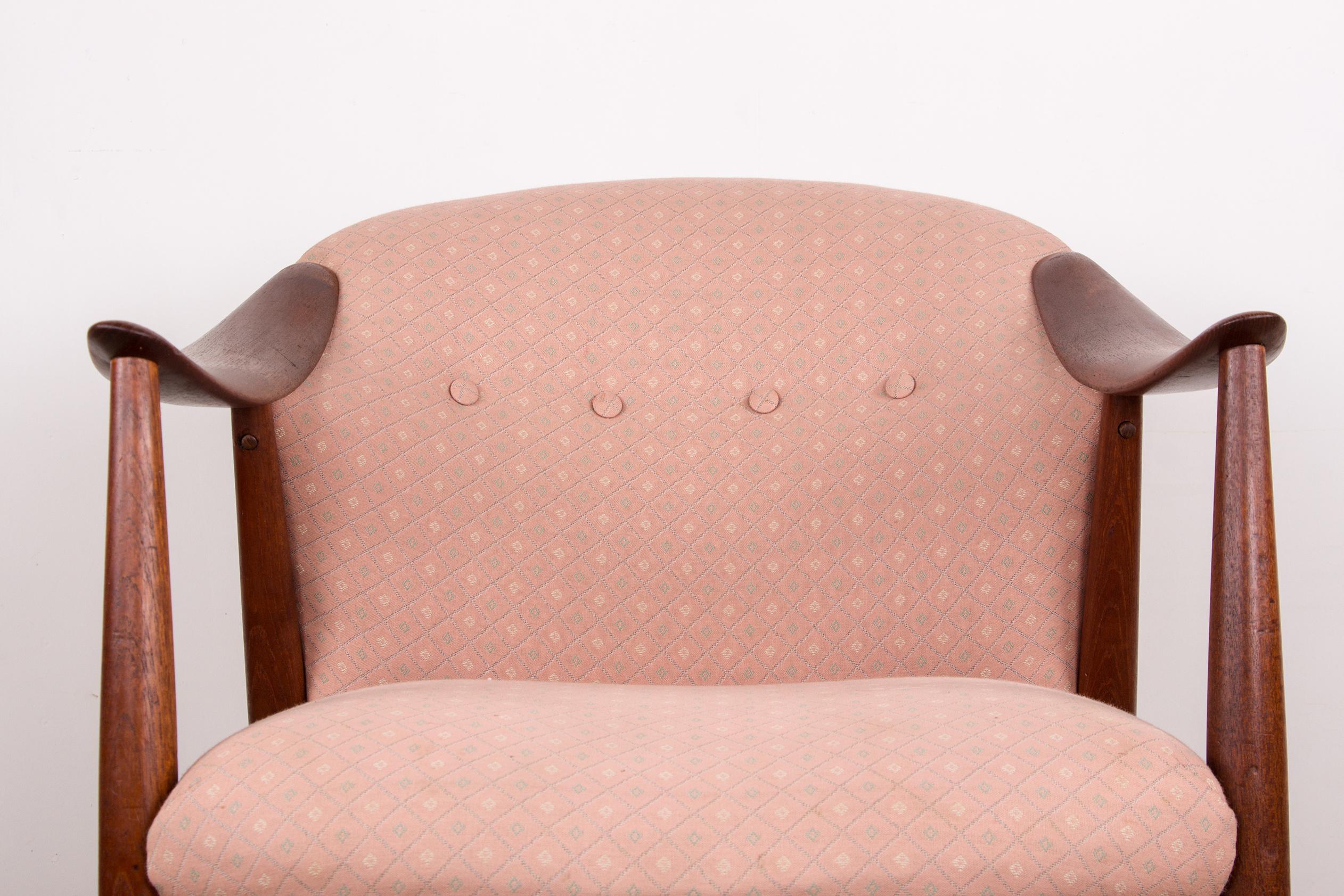 Scandinavian Modern 2 Scandinavian armchairs in Teak and Fabric model Tyrol by Gerhard Berg/Westnofa For Sale