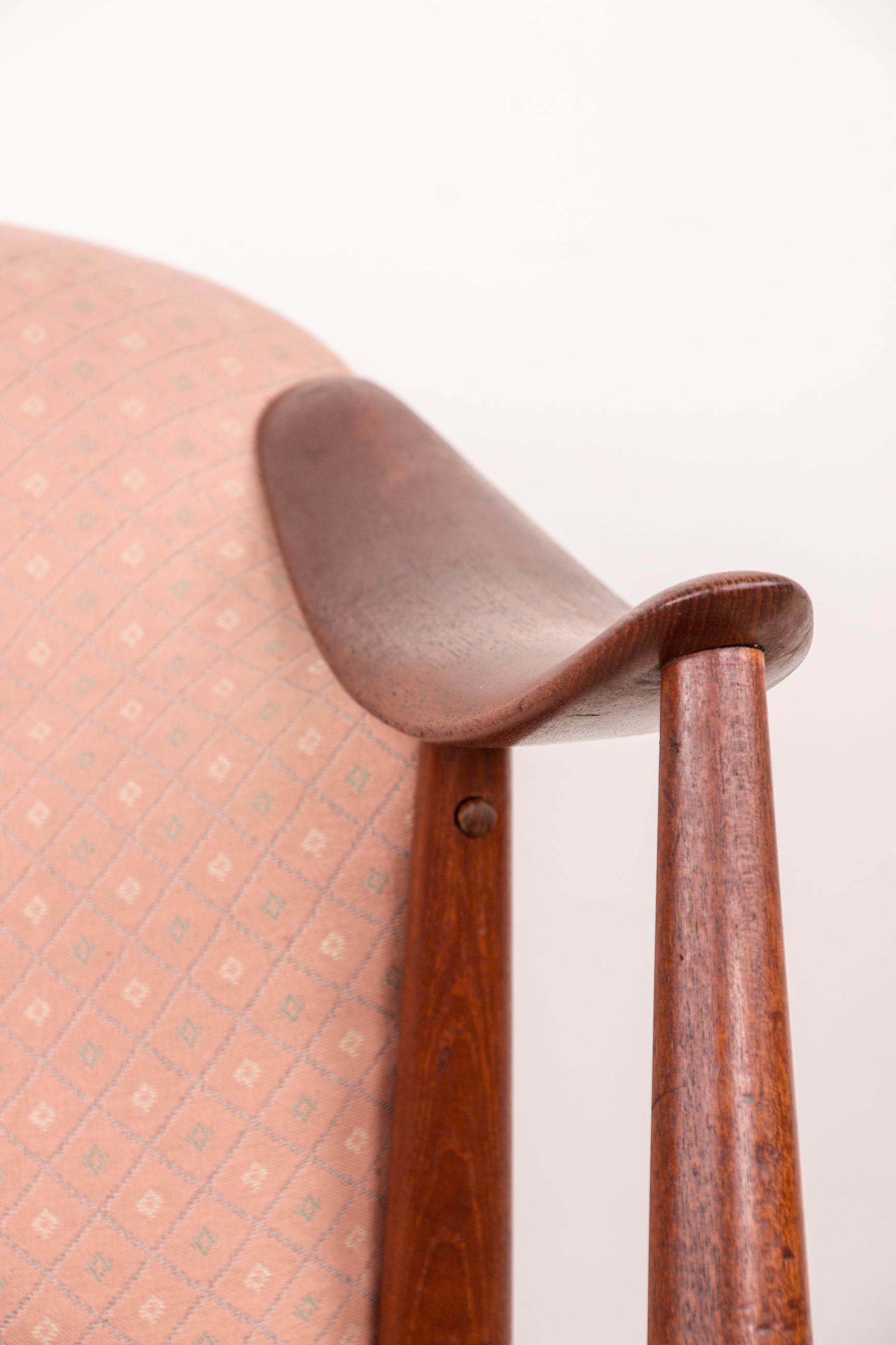 Norwegian 2 Scandinavian armchairs in Teak and Fabric model Tyrol by Gerhard Berg/Westnofa For Sale