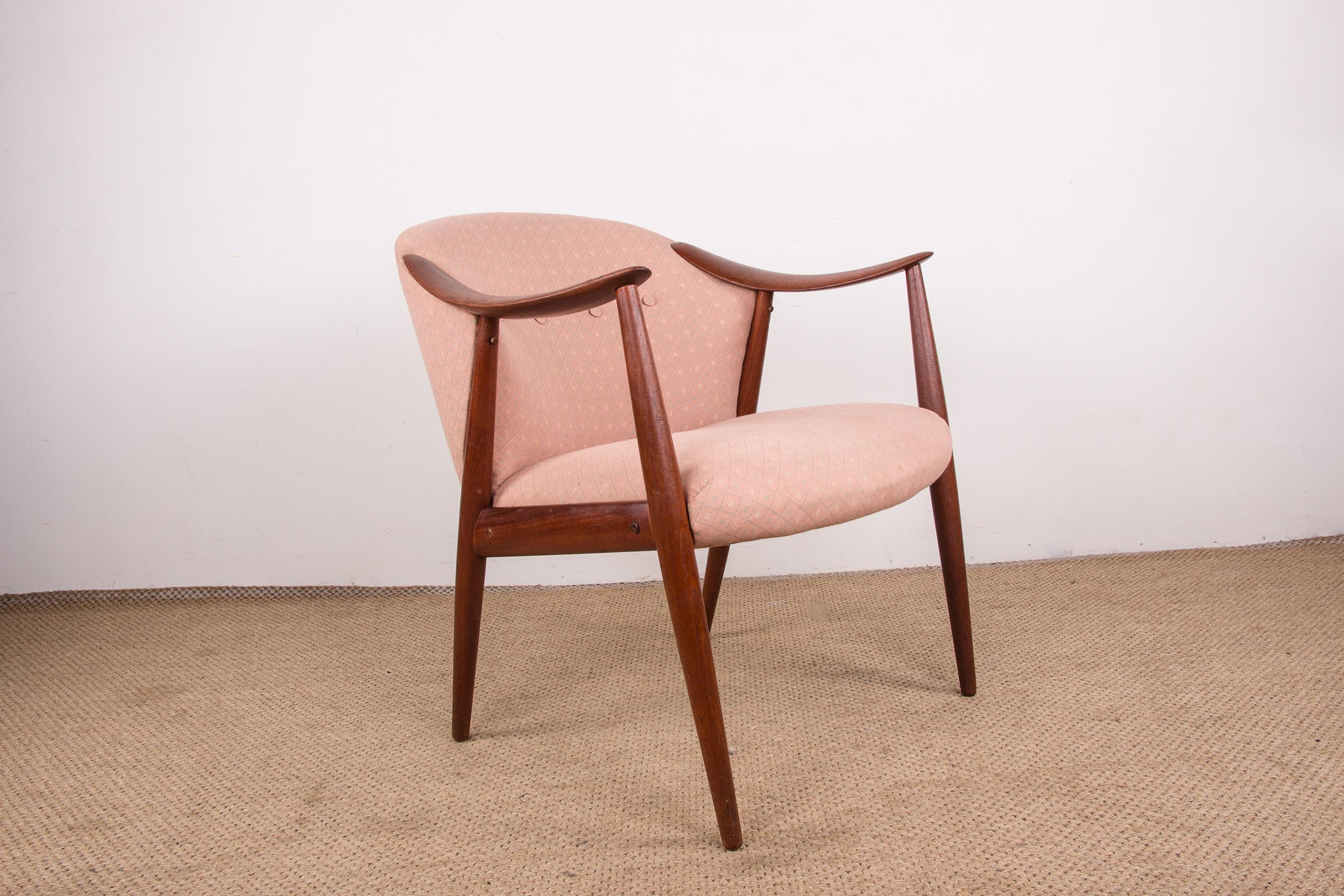 2 Scandinavian armchairs in Teak and Fabric model Tyrol by Gerhard Berg/Westnofa For Sale 1