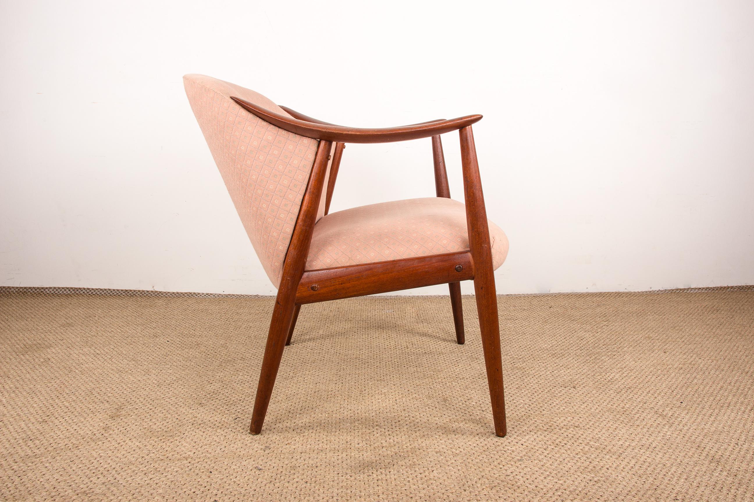 2 Scandinavian armchairs in Teak and Fabric model Tyrol by Gerhard Berg/Westnofa For Sale 3