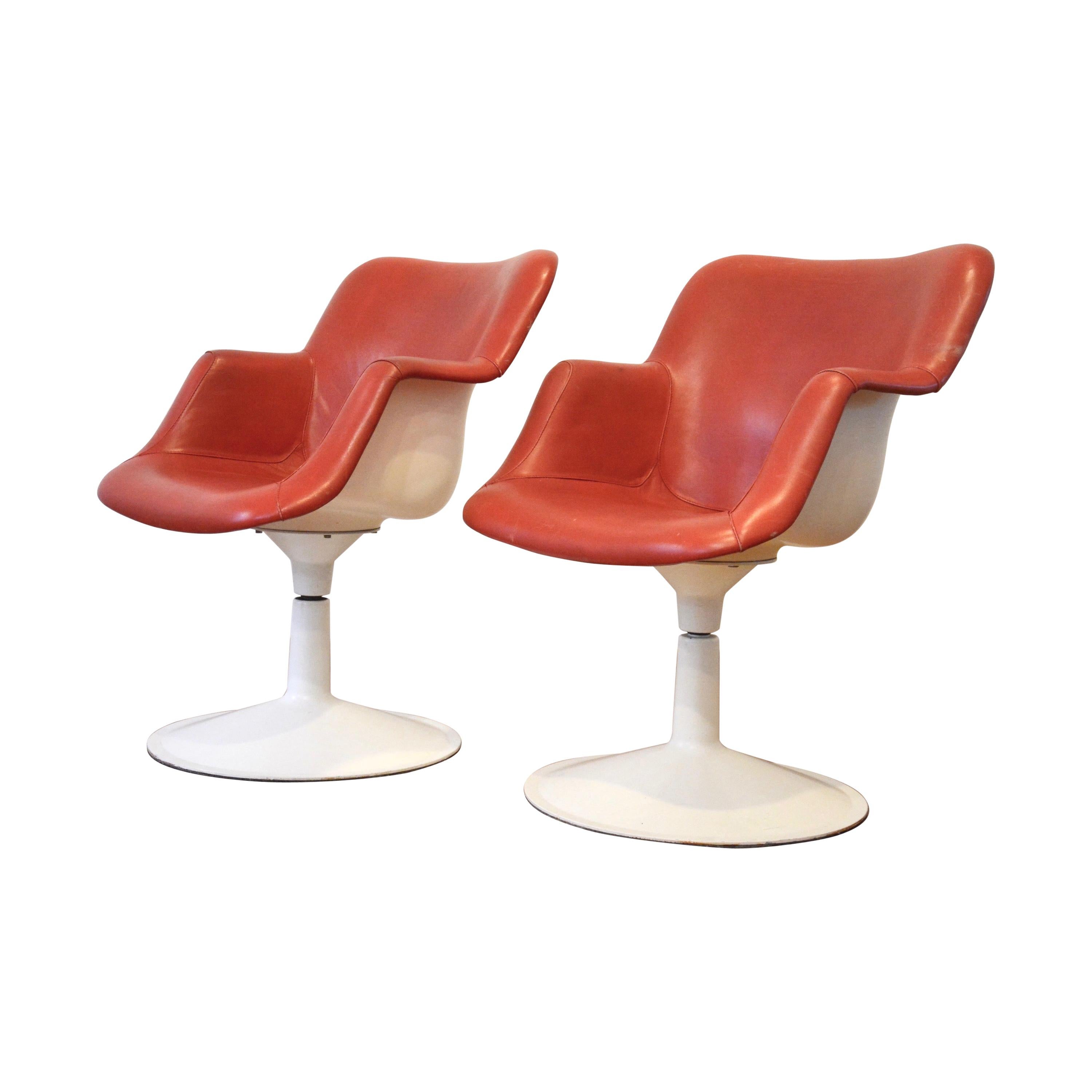 2 Scandinavian Midcentury Swivel Chairs by Yrjö Kukkapuro, Finland, 1960s