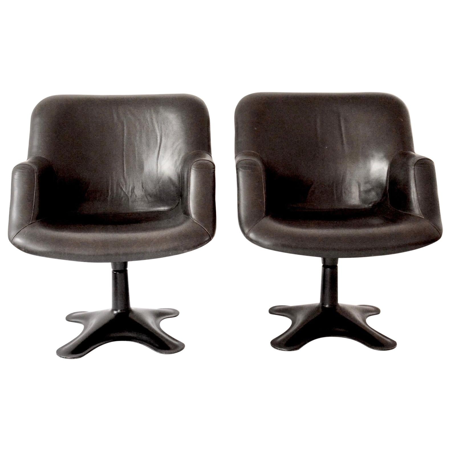2 Scandinavian Midcentury Swivel Chairs Junior by Yrjö Kukkapuro, Finland, 1960s For Sale