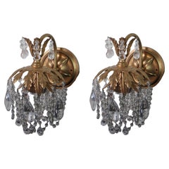 2 Schonbek Rondelle Drop Crystal Bathroom Hall Sconce Light Chandeliers