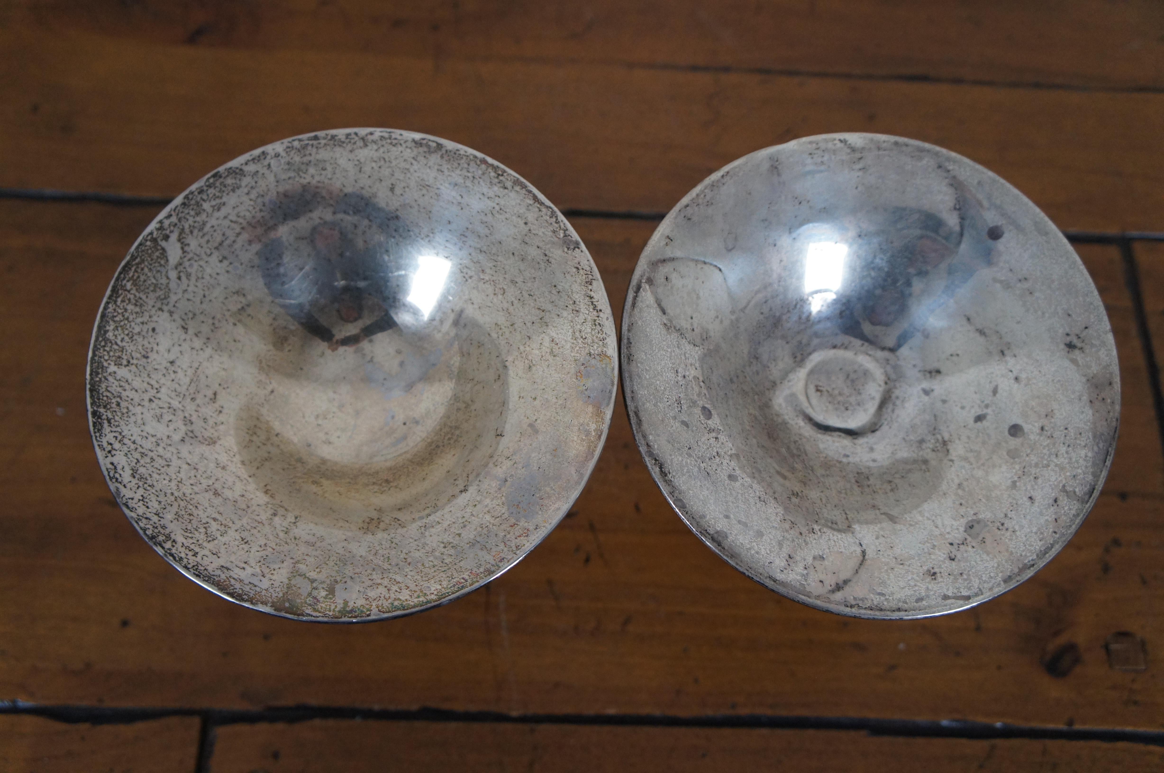 20th Century 2 Schweitzer Mid Century Weighted Sterling Silver Footed Pedestal Compotes 6