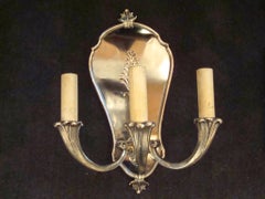 2 Sconces in silver-plated bronze,  French, 1920, Style: Art Deco