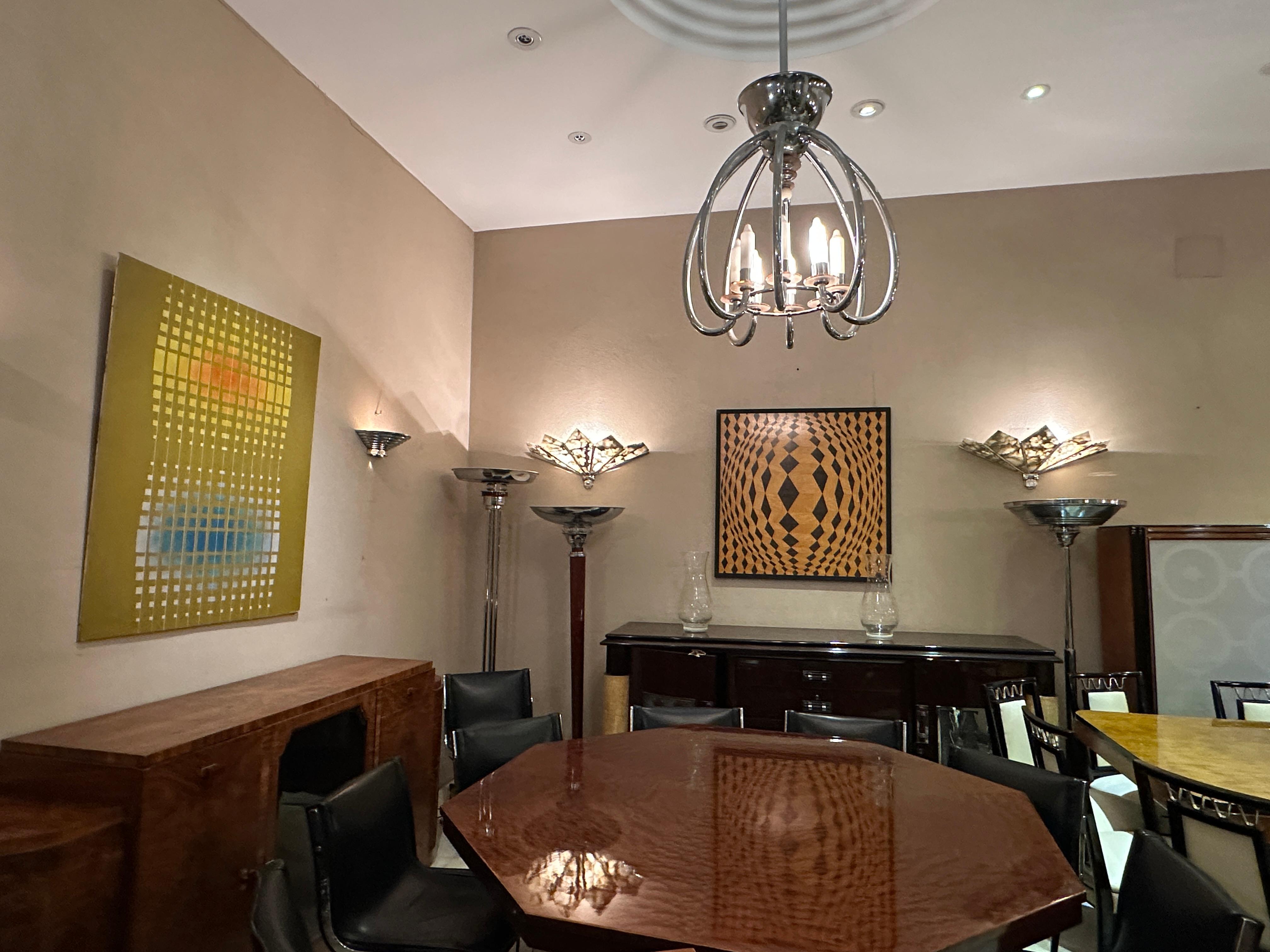 2 Apliques en alabastro y cromo , Francés, Estilo: Art Déco en venta 12