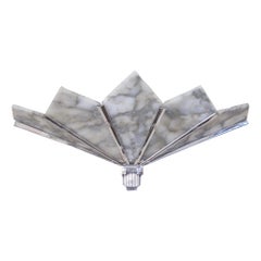 2 Sconces in alabaster and chrome , French, Style: Art Deco