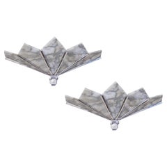 2 Sconces in alabaster and chrome , French, Style: Art Deco