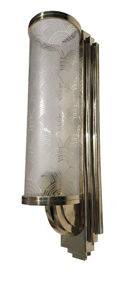 2 Sconces in Bronze and Glass, Style: Art Deco, Year: 1930, German