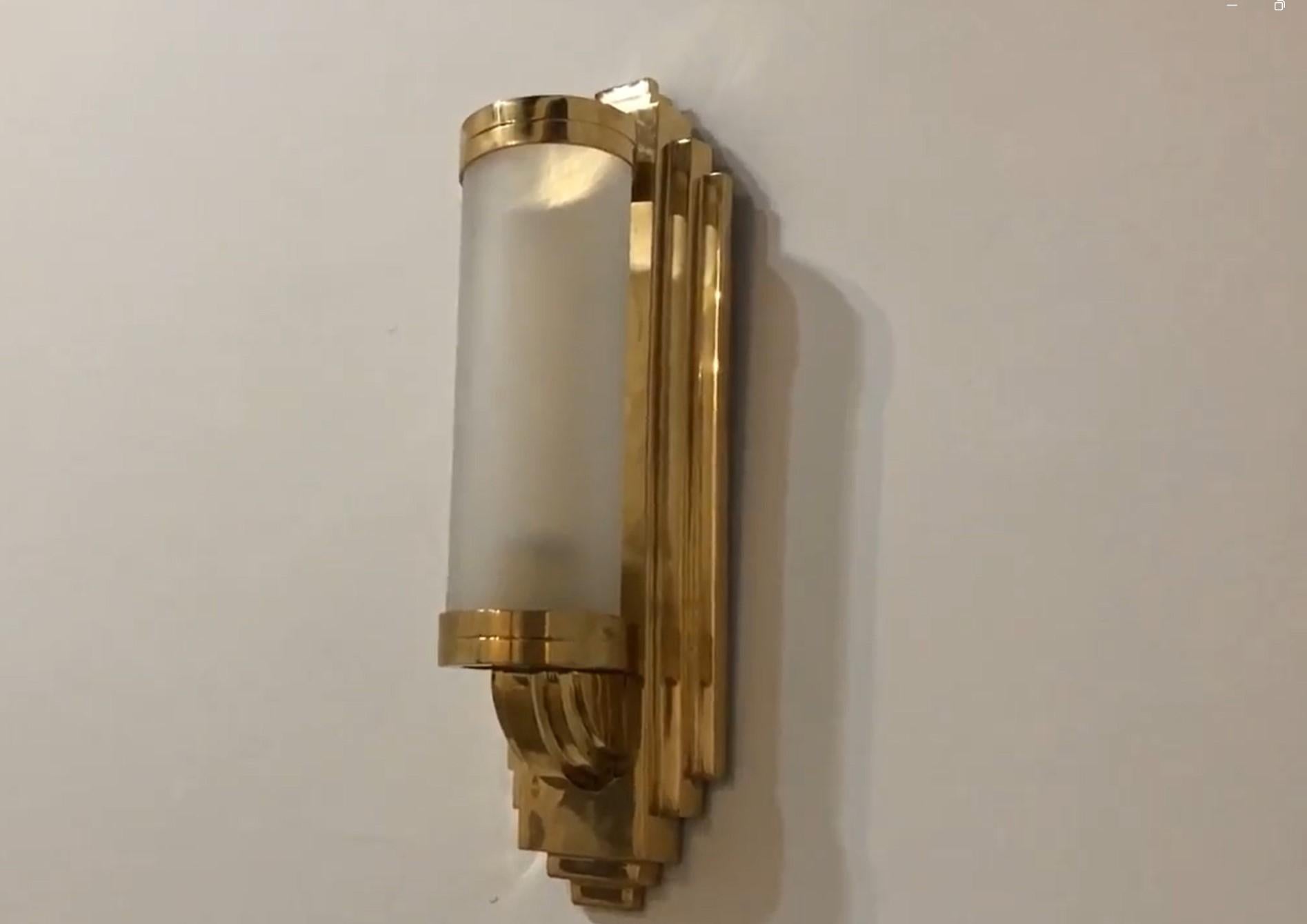 Bronze 2  Sconces in bronze and Glass, Style, Art Deco, Year, 1930, German For Sale