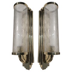 2 Sconces in Bronze and Glass, Style: Art Deco, Year: 1930, German