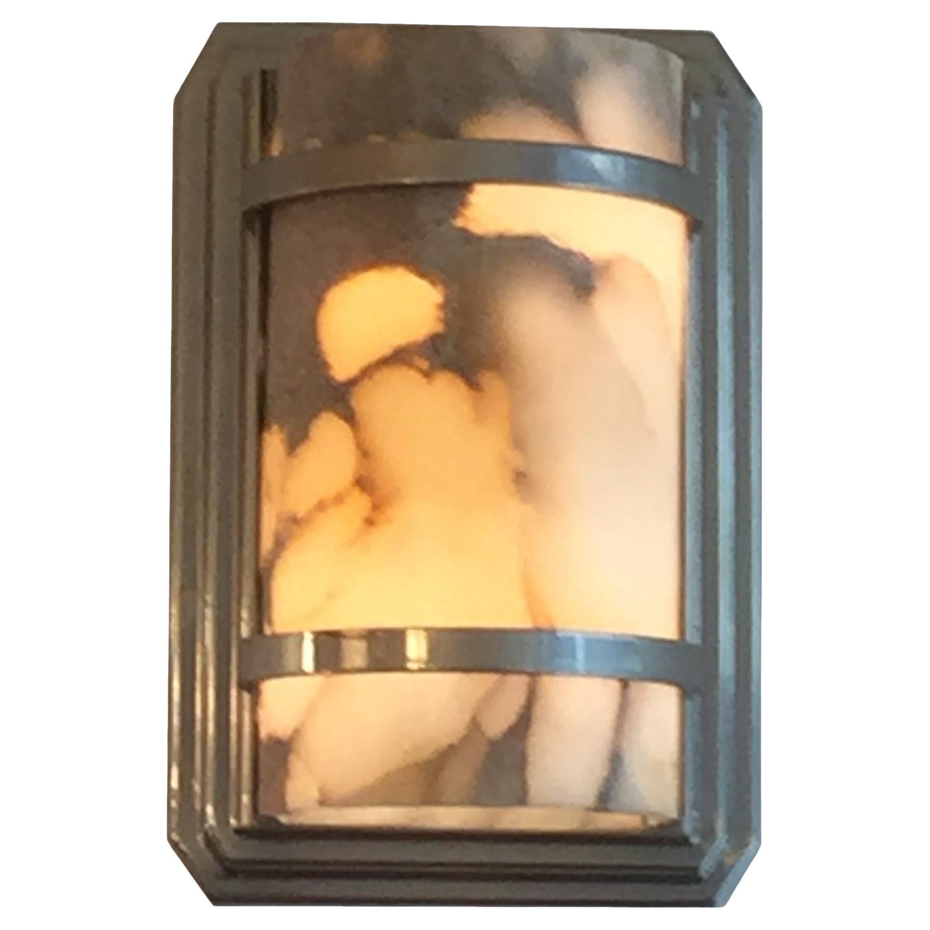 Sconce in chrome and Alabaster, Style, Art Deco, Year, 1920, France For Sale