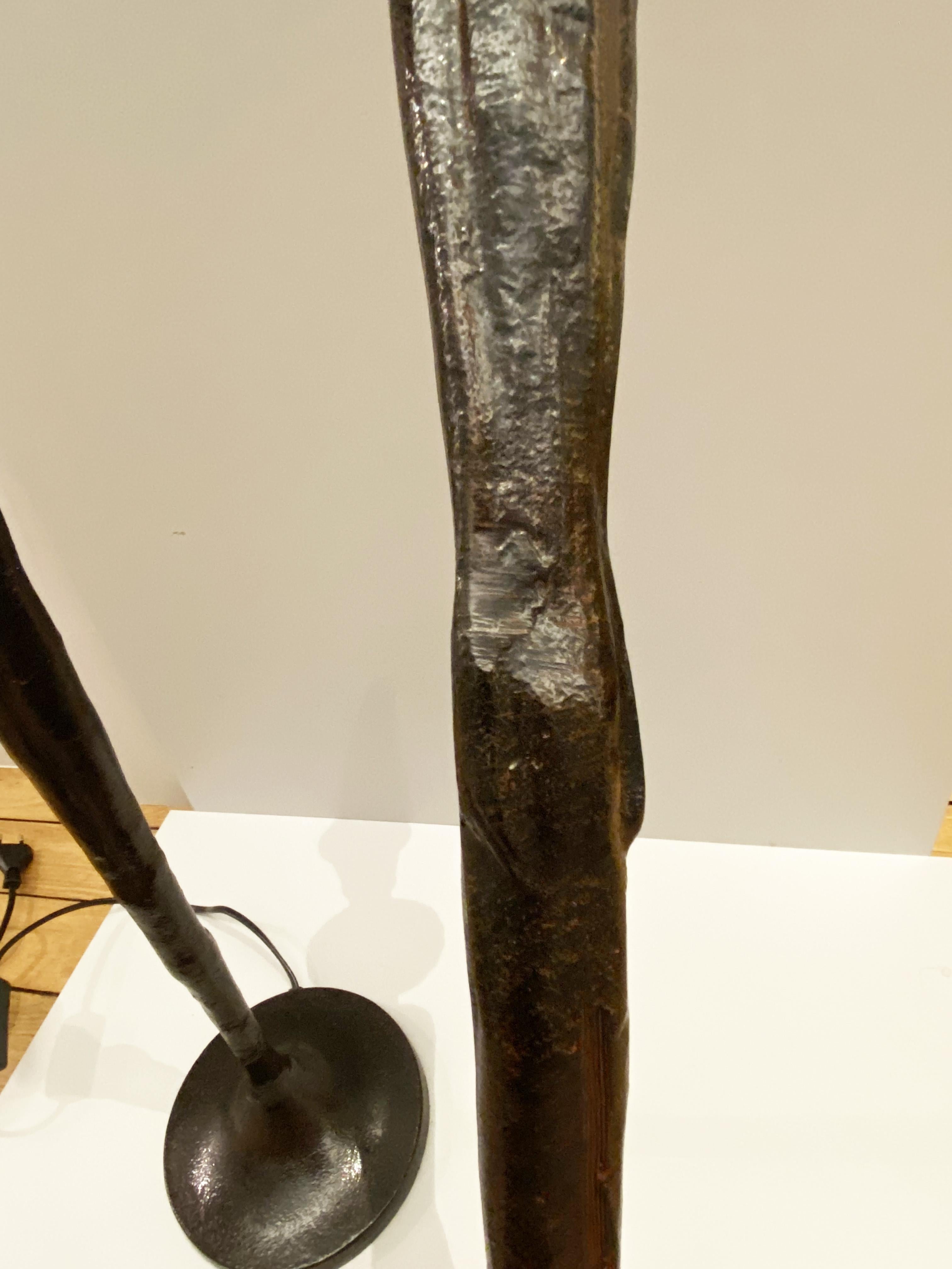 XXIe siècle et contemporain 2 lampes Art déco sculpturales attribuées à Alberto Giacometti, Porta Romana, années 2000 en vente