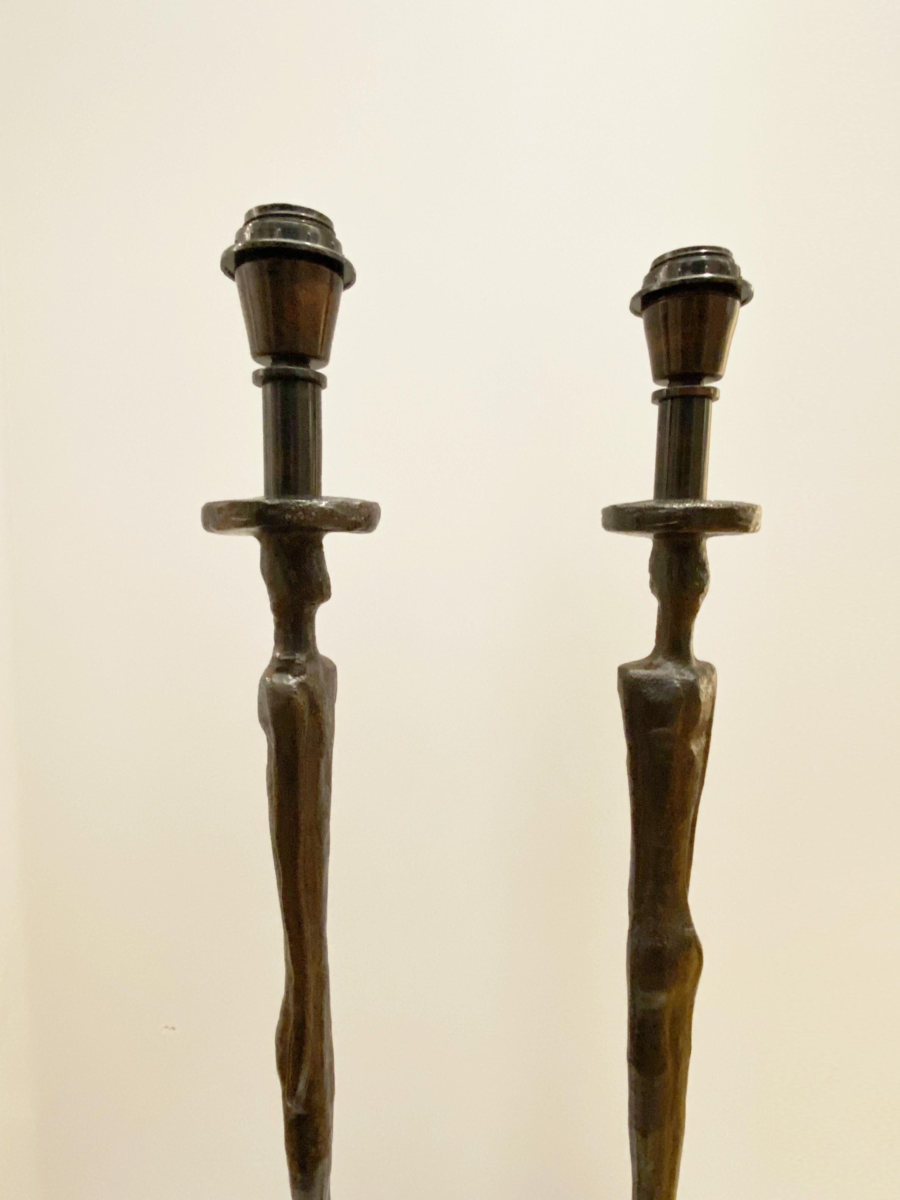 2 lampes Art déco sculpturales attribuées à Alberto Giacometti, Porta Romana, années 2000 en vente 3