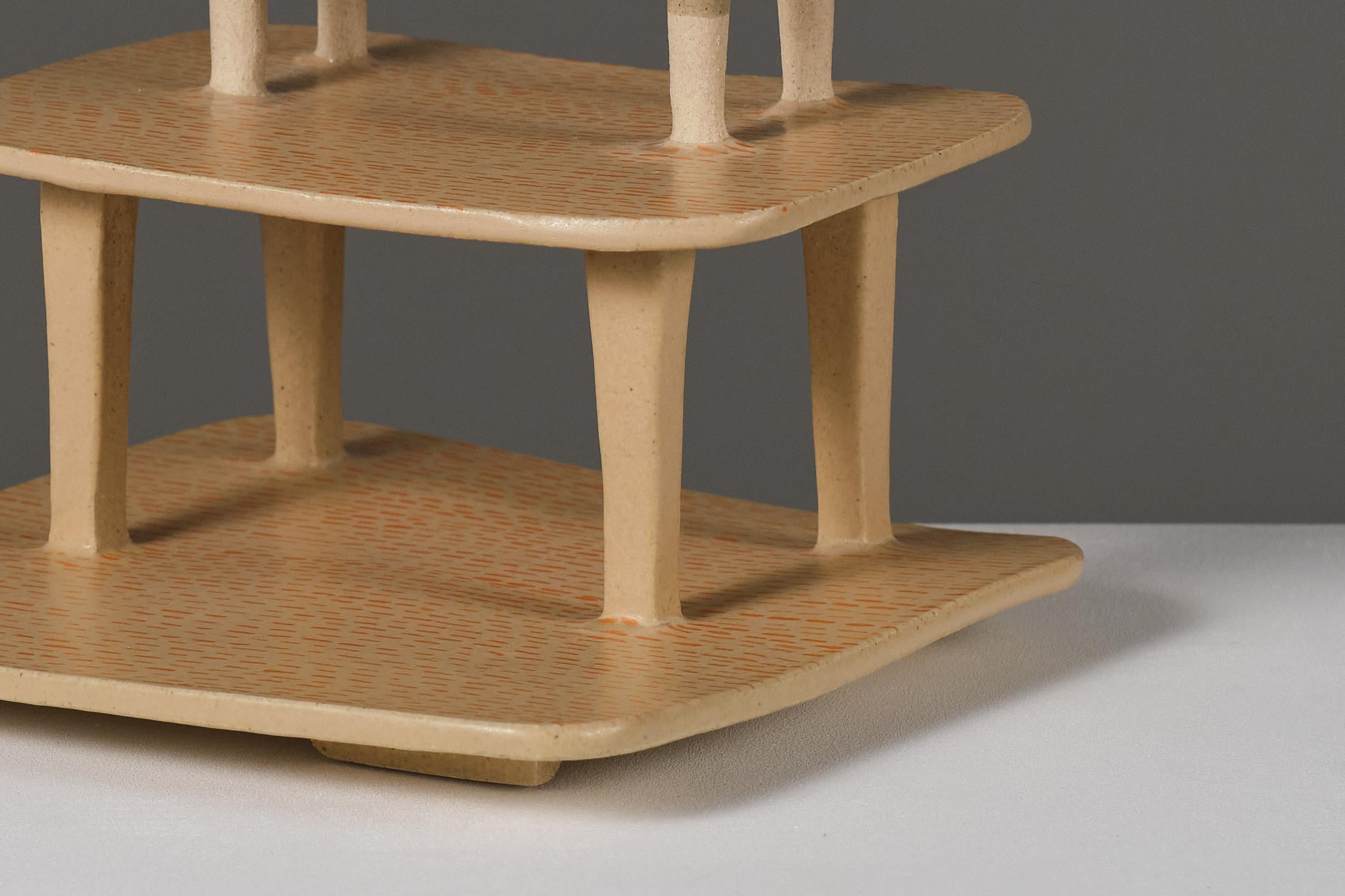 2 Skulptur Ton BeIge Tafelaufsatz Handgefertigt Sobretaula 02 von Rosa Cortiella im Angebot 2