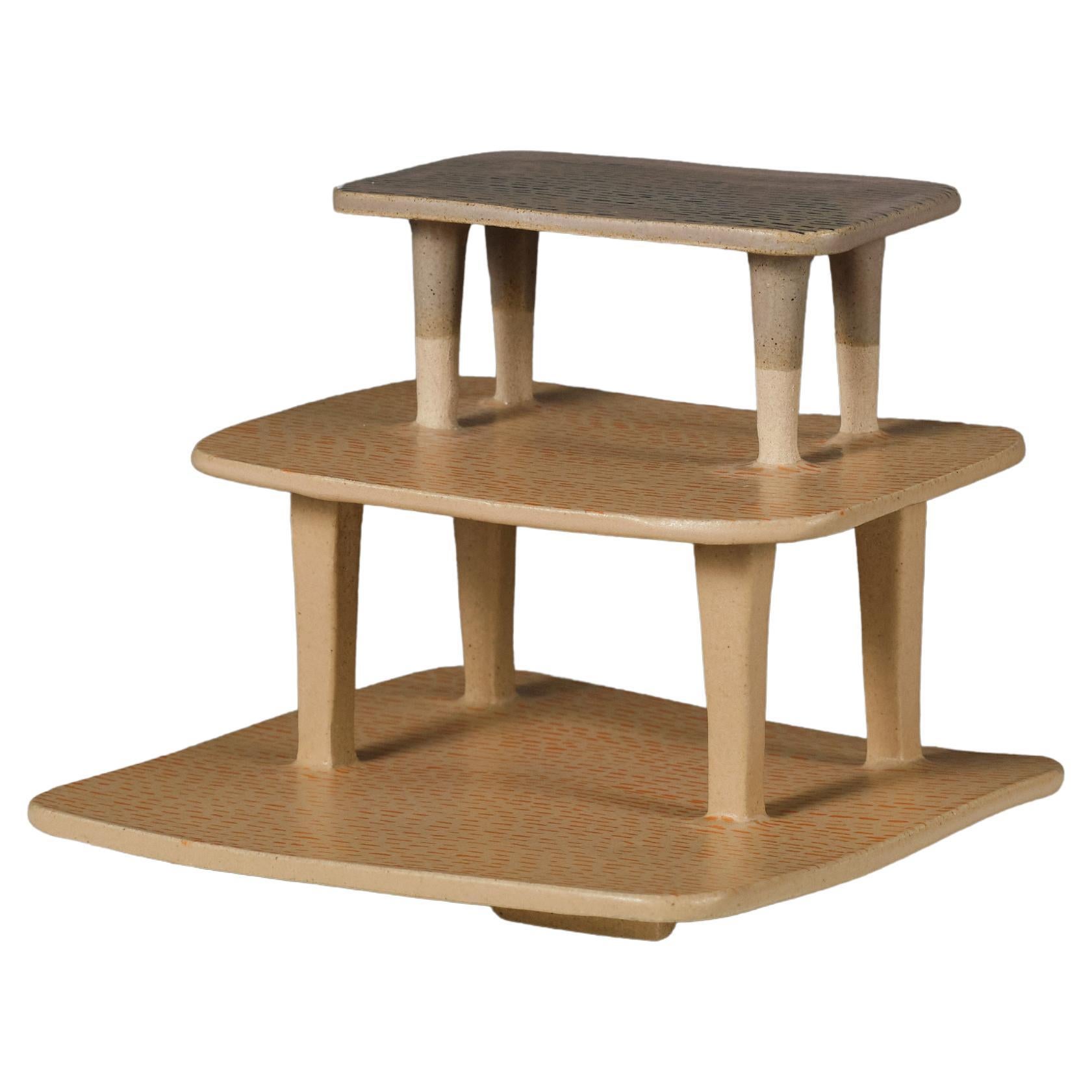 2 Skulptur Ton BeIge Tafelaufsatz Handgefertigt Sobretaula 02 von Rosa Cortiella im Angebot