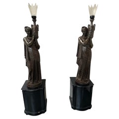 2 Esculturas de Mujeres con Luz de Val D'Osne 1889 " Envío gratuito en Florida "