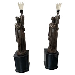 Antique 2 Sculptures of Women with Light by Val D'Osne 1889 " Free Shipping in Florida "