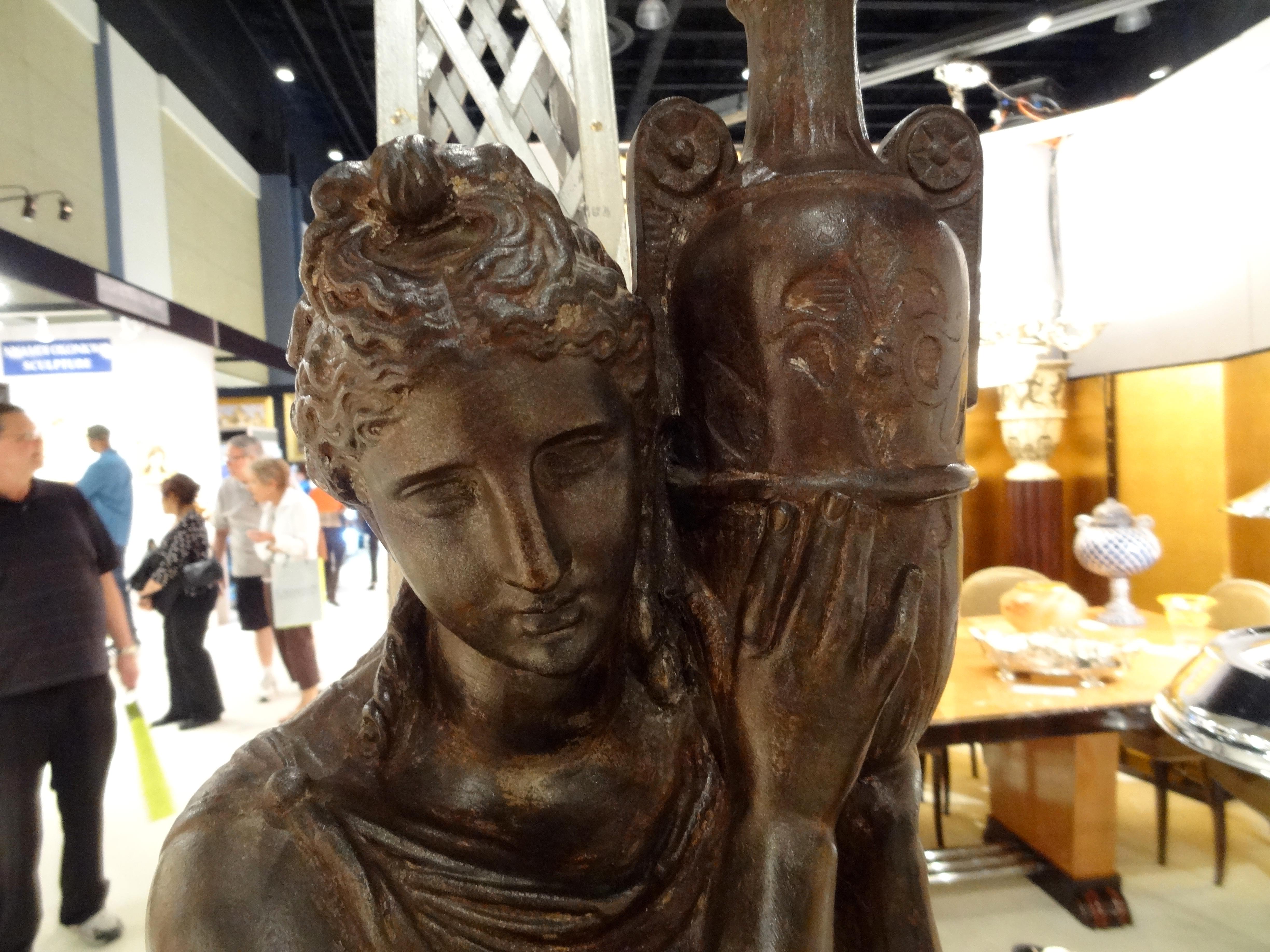 2 Skulpturen von Frauen mit Licht von Val D'Osne 1889 „Freier Versand in Florida“ im Angebot 7