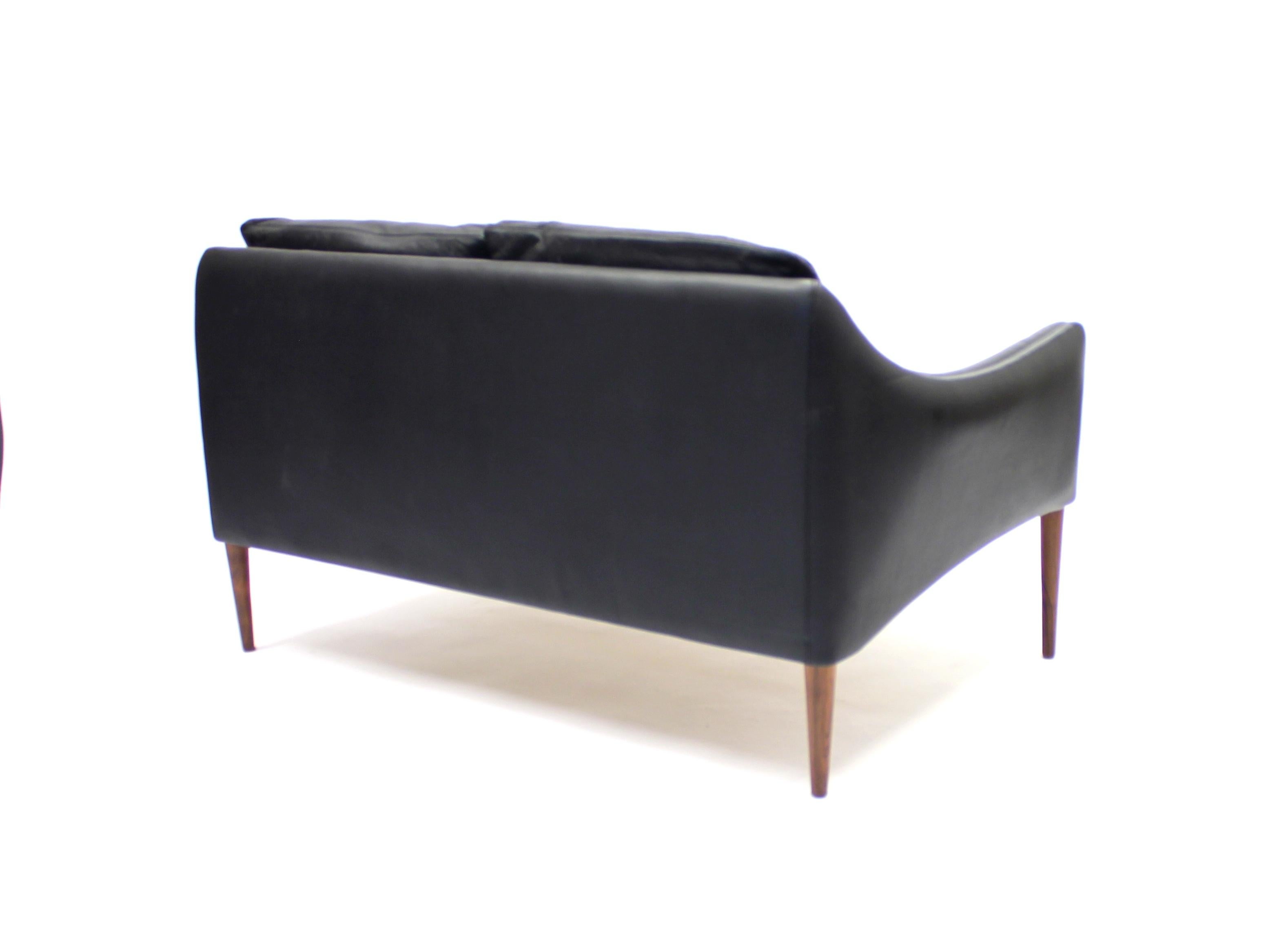 2-Seat Leather and Rosewood Sofa by Hans Olsen for CS Møbelfabrik, 1960s 5
